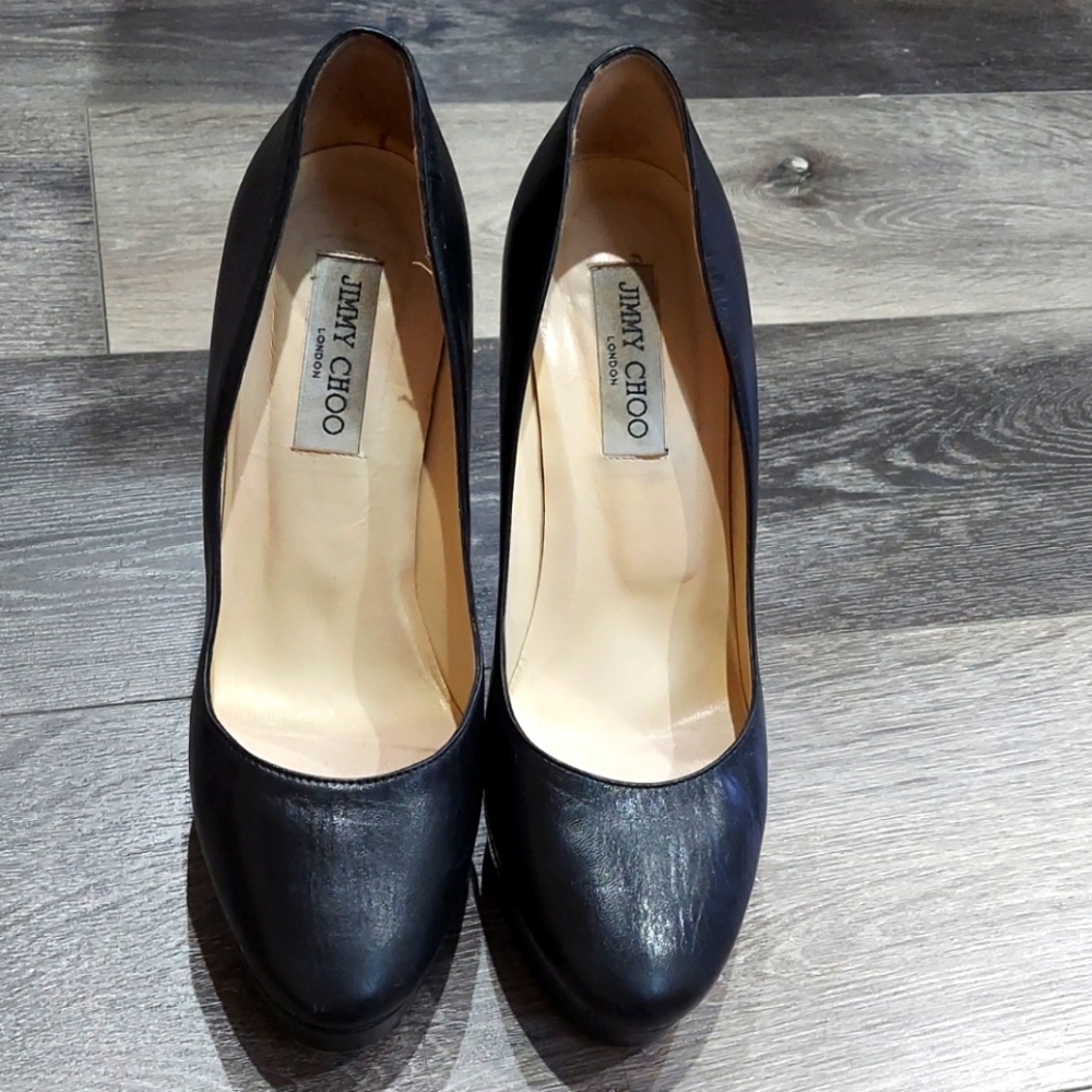 Jimmy choo leather black pumps heels size 40